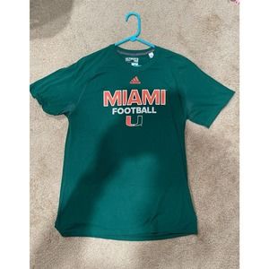 Adidas University of Miami Football Green T-Shirt Large Men's